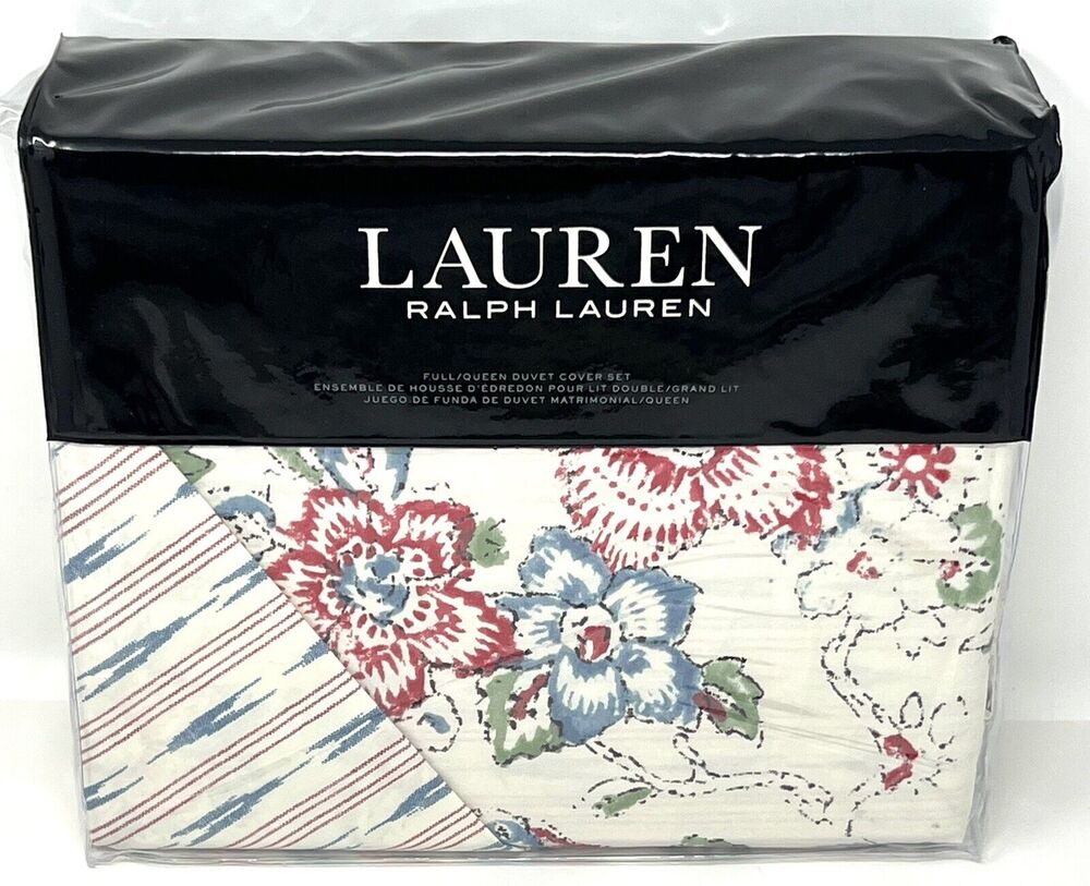 Ralph Lauren Lucie Floral Full Queen Duvet Cover Set Cream Multi NIP Reversible
